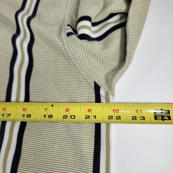 Cutter & Buck Mens Large Golf Polo Shirt Beige Blue Striped - Picture 5 of 6